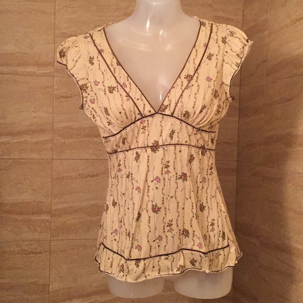 Charlotte Russe Tan Floral T-shirt